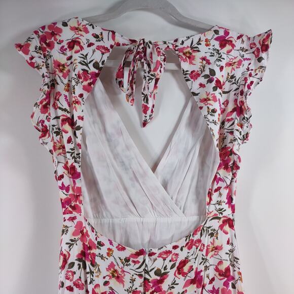 Hello Molly Floral Mini Dress with Deep V and Cut Out Back, Size Small - Picture 6 of 9